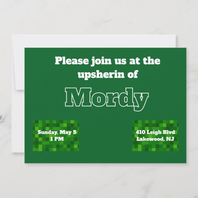 Convite verde upsherin (Frente)