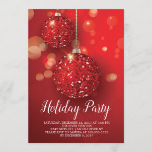 Convite vermelho da festa natalícia do ornamento