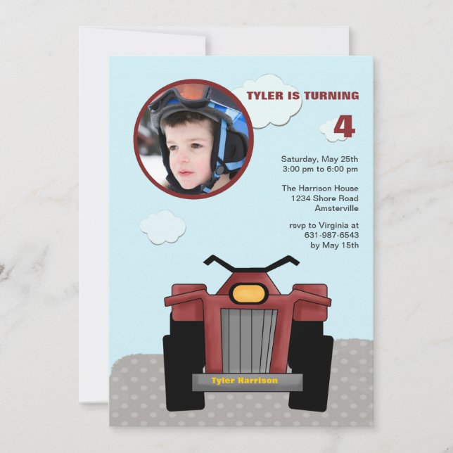 Convite vermelho da foto do quadrilátero (Frente)