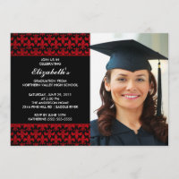 Convite vermelho da graduação da flor de lis com