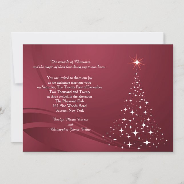 Convite Vermelho de Casamento Espírito de Natal (Frente)