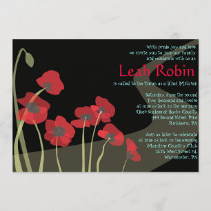 Convite VERMELHO de Mitzvah mágico de Oz do bast