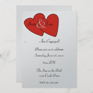 Convite vermelho do noivado dos corações