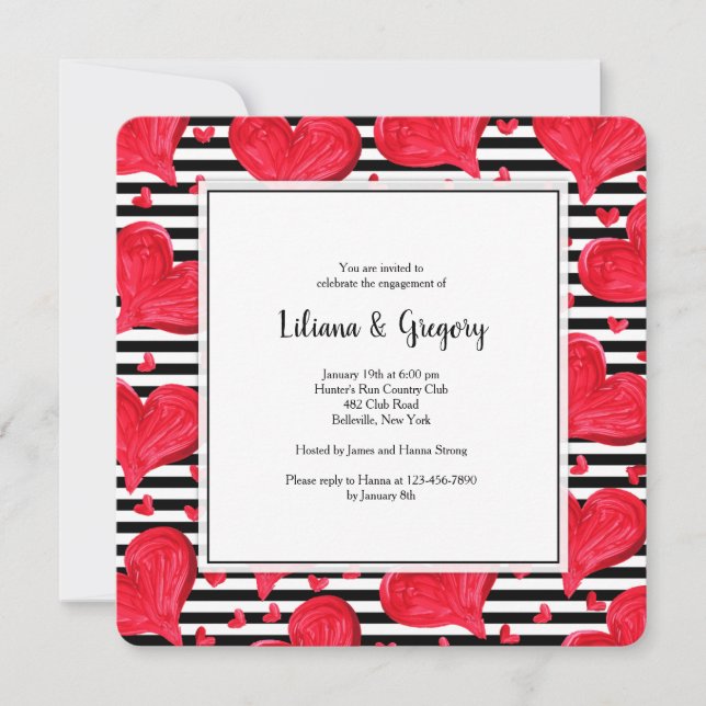 Convite vermelho dos corações (Frente)