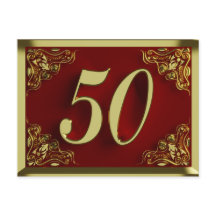 Convite Vermelho Dourado de 50 Anos