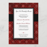 Convite vermelho esmagado do casamento de veludo