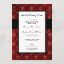Convite vermelho esmagado do casamento de veludo