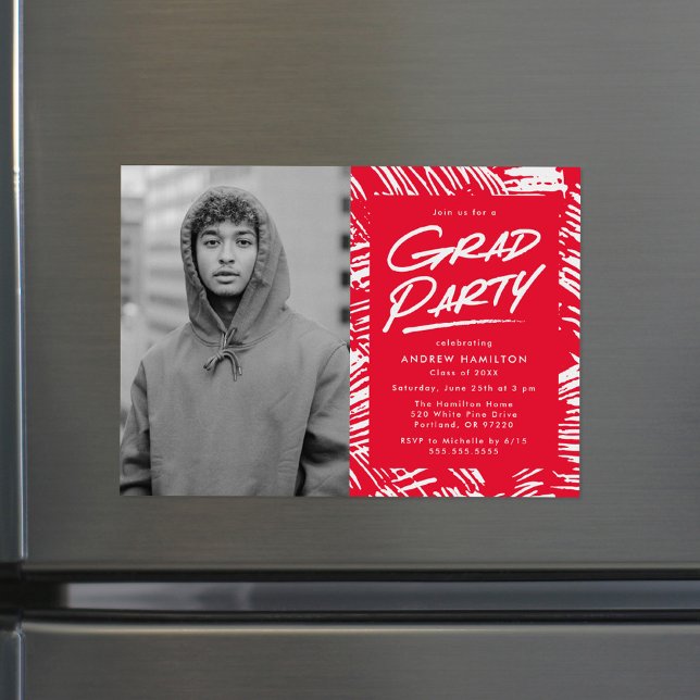 Convite Vermelho | Festa de formatura de fotos tracejadas (Criador carregado)