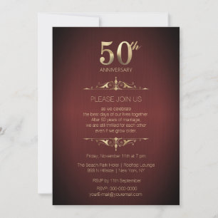 Convite Vermelho para Bodas de 50 Anos de Casament