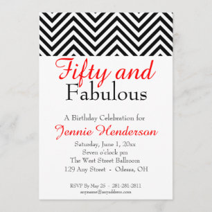 Convite vermelho, preto, e branco do aniversário