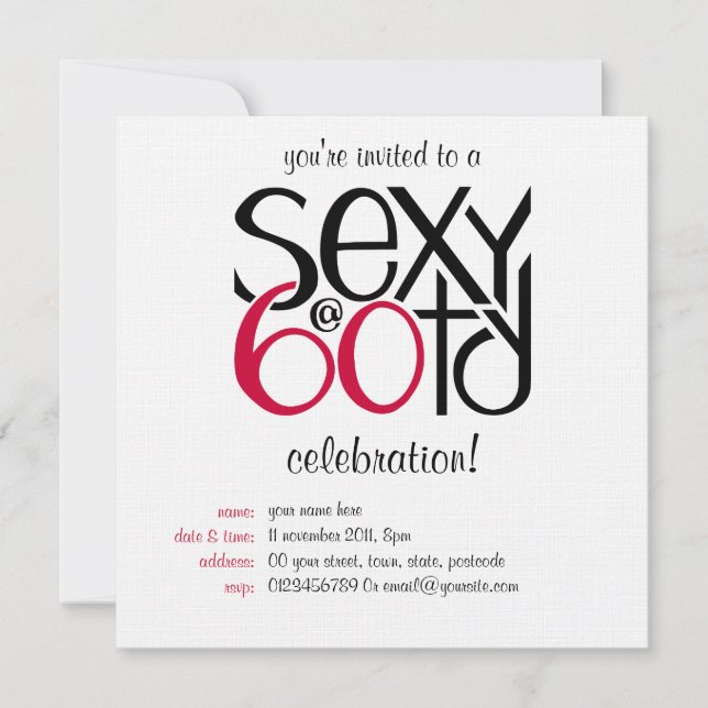 Convite vermelho sexy aos 60 anos (Frente)