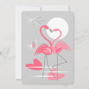 Convite vertical Flamingo Love