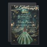 Convite Vestido Verde Esmeralda Floresta Encantada Quincea<br><div class="desc">Personalize este convite magnético encantador de Quinceañera / Aniversário de 16 anos de forma fácil e rápida. Basta clicar no botão Editar Usando Ferramentas de Design para editar ainda mais o texto, alterar os estilos e cores das fontes. Apresenta uma menina vestida com um vestido verde esmeralda e um fundo...</div>