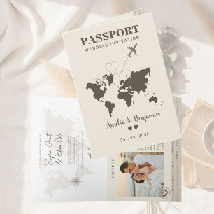 Convite Viagem amor Tema  Passaporte Casamento Destino