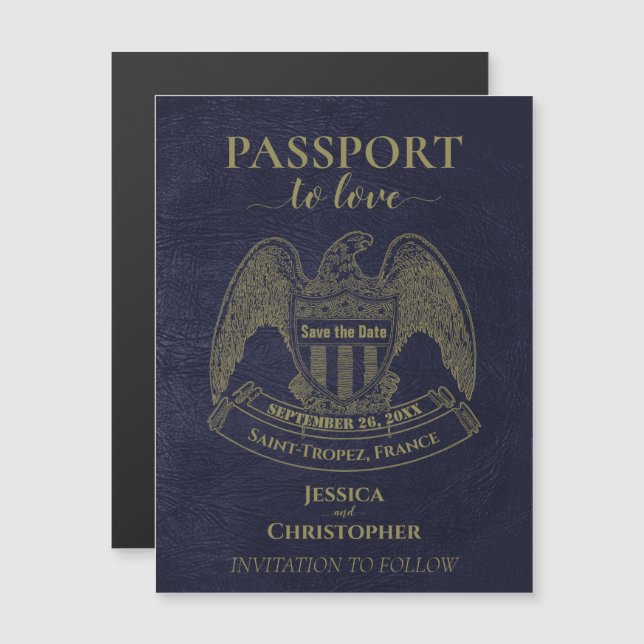 Convite Viagem Passport Destino Casamento Salve a Data (Frente/Verso)