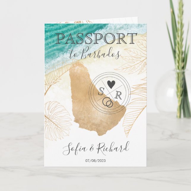 Convite Viagem Tropical de Destino de Barbados (Frente)