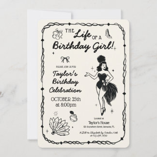 Convite Vida de uma Garota de Aniversário