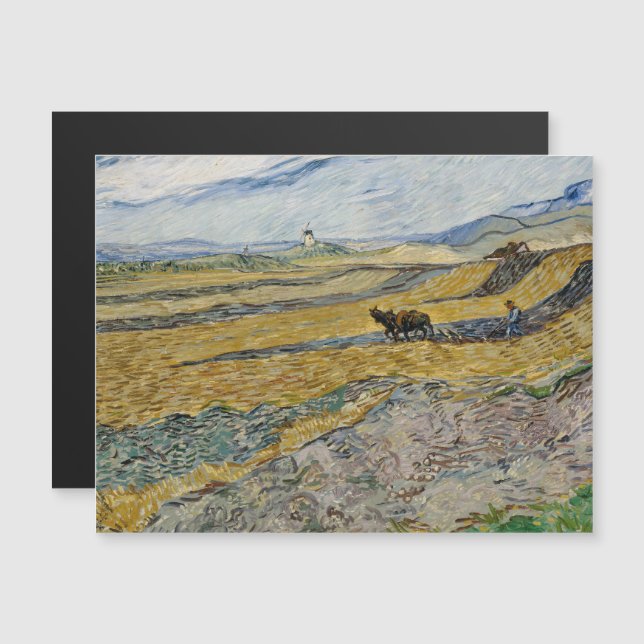Convite Vincent Van Gogh, Campo fechado com Plowman (Frente/Verso)
