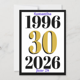 Convite Vintage 1996 Milestone 30th Birthday  