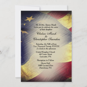 Convite Vintage American Flag Weding