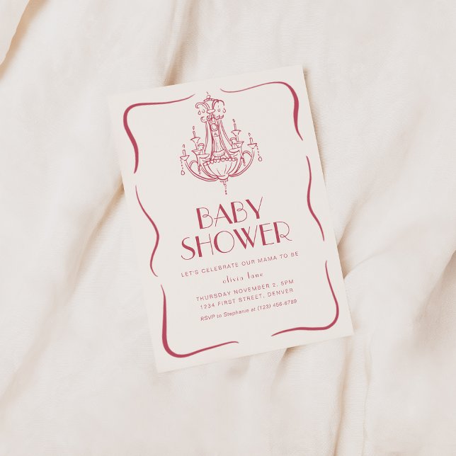 Convite Vintage Caprichoso Rosa para Chá de Bebê (Criador carregado)