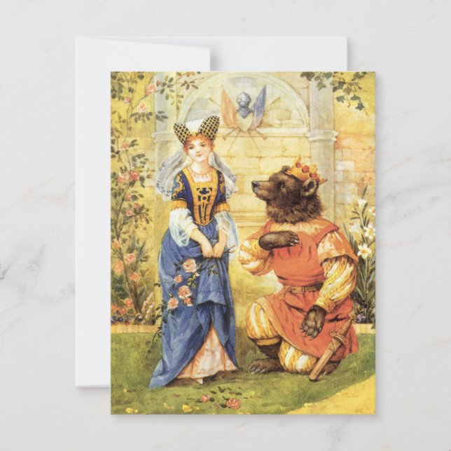 Convite Vintage Conto de Fadas A Bela e a Fera (Frente)