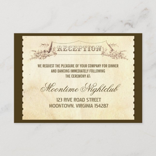 convite vintage de recepção de casamento (Frente)