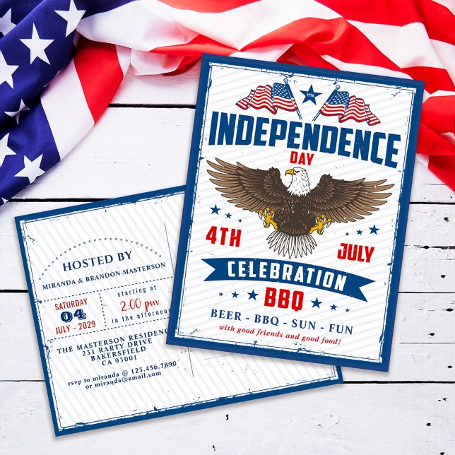 Convite Vintage Dia da Independência 4 de Julho (Criador carregado)