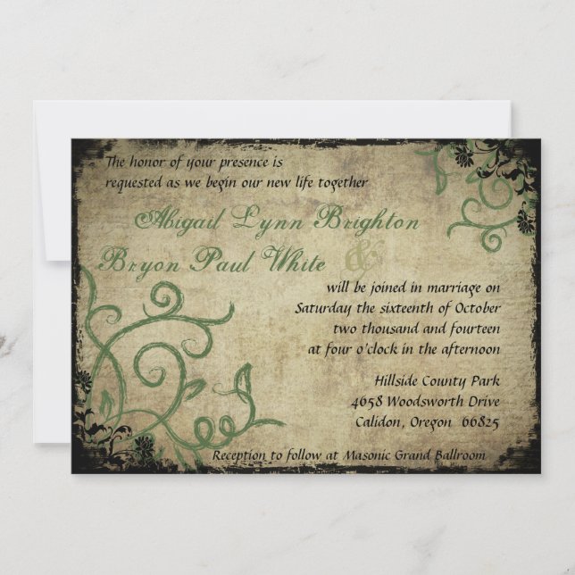 Convite Vintage Doodle Wedding (Frente)