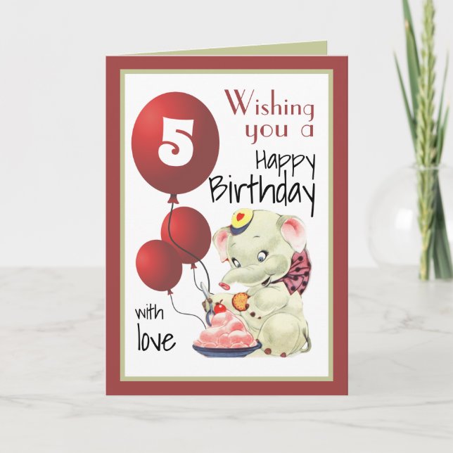 Convite Vintage Elephant Birthday (Frente)