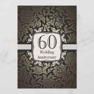 convite vintage em damasco para aniversário de 60 