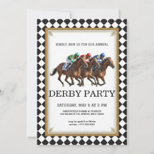 Convite Vintage Festa Derby de Corrida de Cavalos