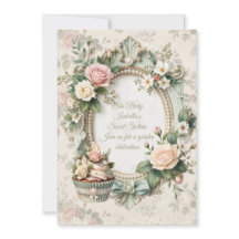 Convite Vintage Floral Tea Party Sweet 16