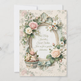 Convite Vintage Floral Tea Party Sweet 16