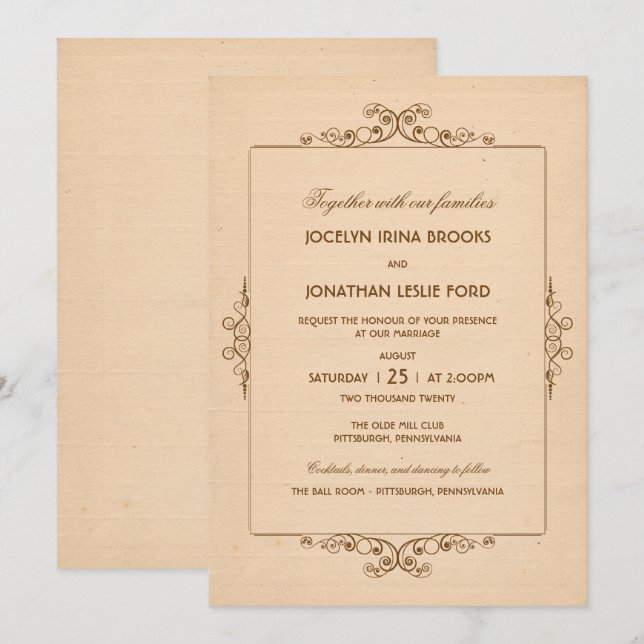 Convite Vintage Frame Weding (Frente/Verso)