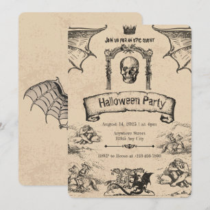 Convite Vintage Halloween: Elegância Spooky