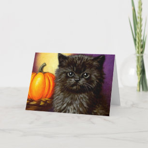 Convite Vintage Halloween Kitten