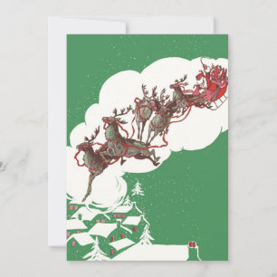 Convite Vintage Natal Retro Papai Noel