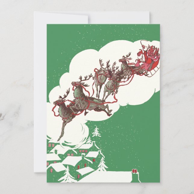 Convite Vintage Natal Retro Papai Noel (Frente)