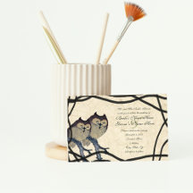 Convite Vintage para Casamento de Coruja Japonesa