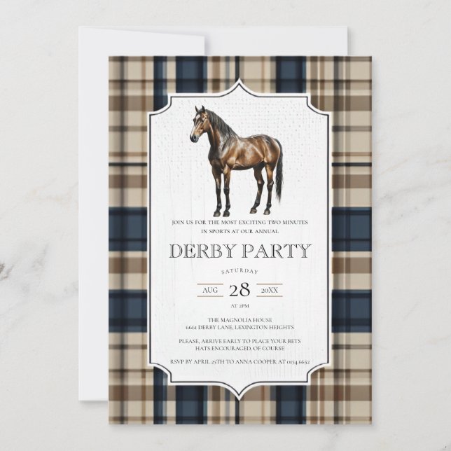 Convite Vintage para o Derby de Kentucky Elegante  (Frente)