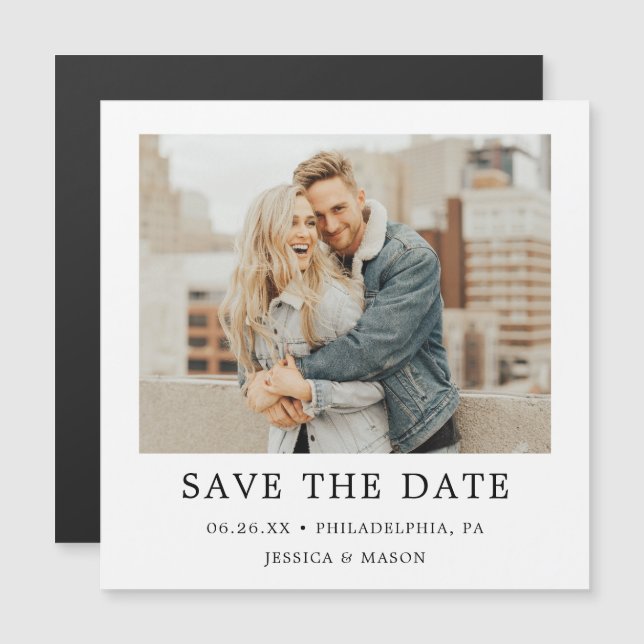 Convite Vintage Photo Wedding Save The Date Magnets (Frente/Verso)