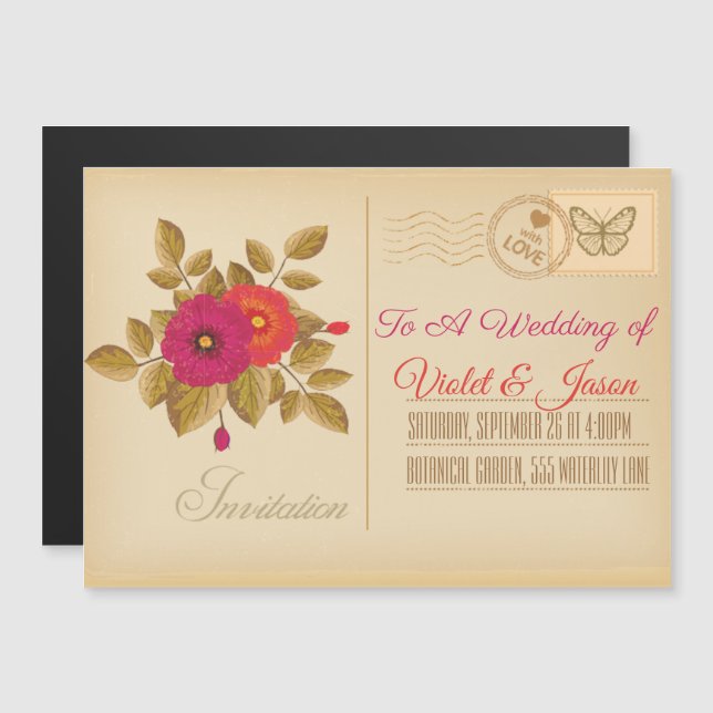 Convite Vintage Postage (Frente/Verso)