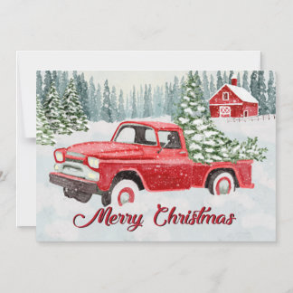 Convite Vintage Red Truck Bringing Christmas Cheer in the