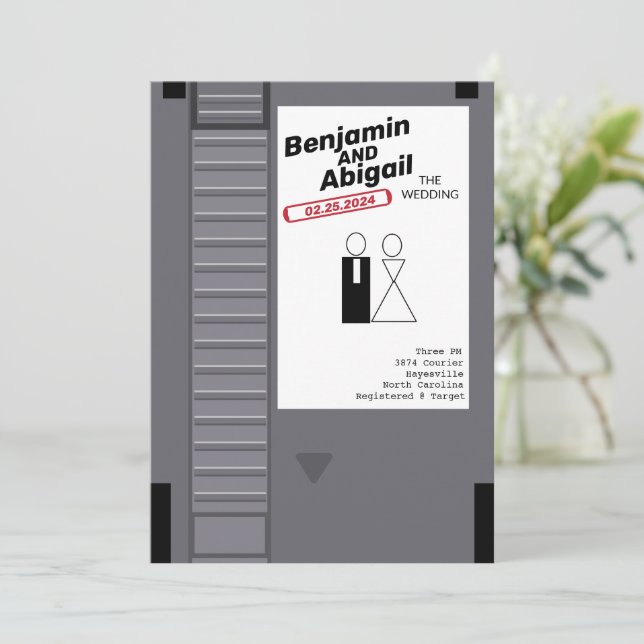 Convite Vintage Retro para Gamer Nerd Geek Moderno (Em pé/Frente)
