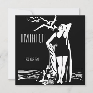Convite Vintage Retro Preto Branco