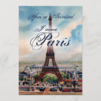 Convite Vintage Torre Eiffel