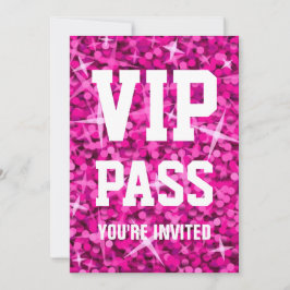 Convite 'VIP PASS' cor-de-rosa brilhante