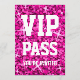 Convite 'VIP PASS' cor-de-rosa brilhante