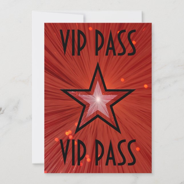 Convite 'VIP PASS' da Estrela Vermelha preto (Frente)